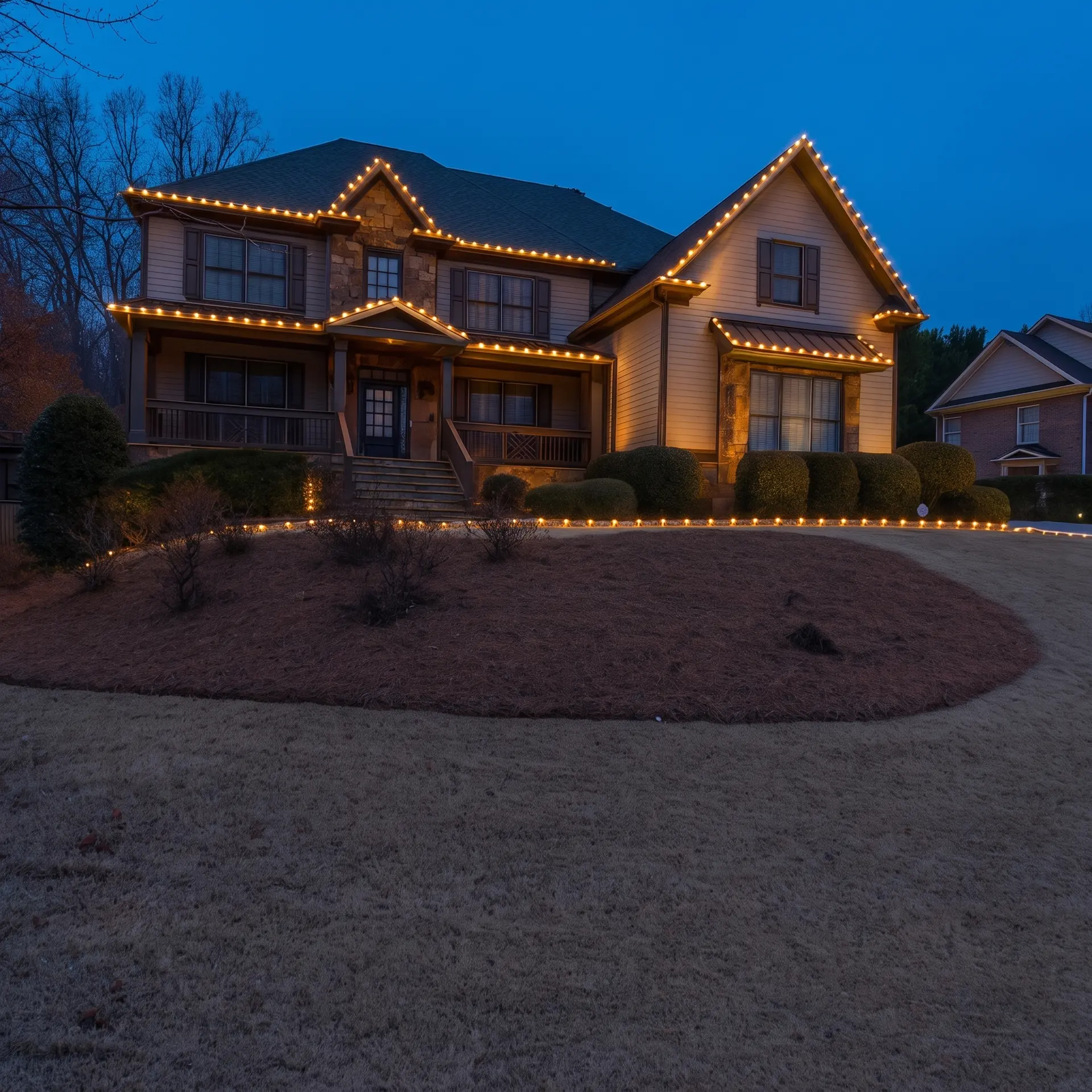 Residential Christmas lights installation in metro Atlanta by Be The Light GA