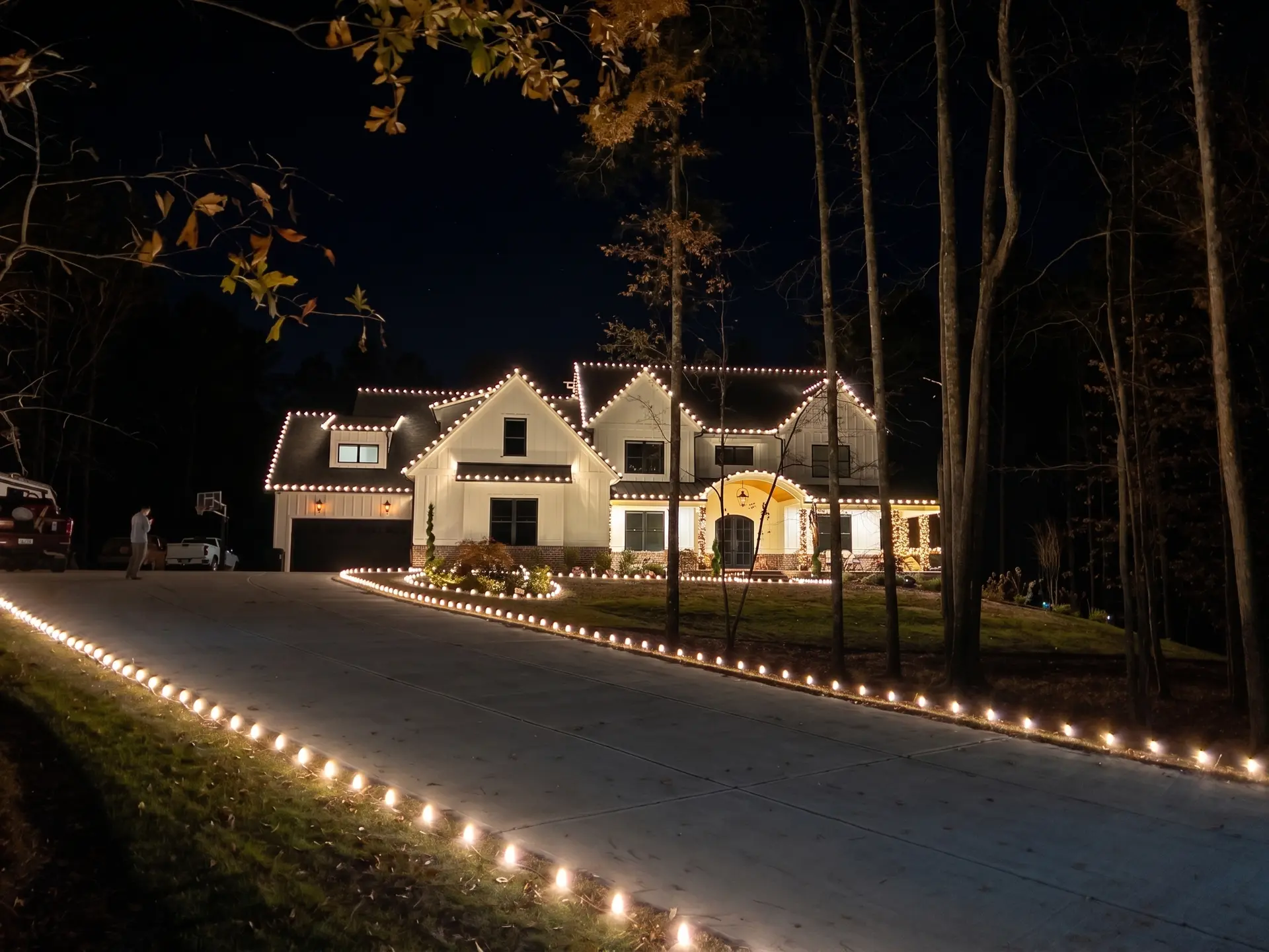 Home glowing with professional residential Christmas lights installed by Be The Light GA